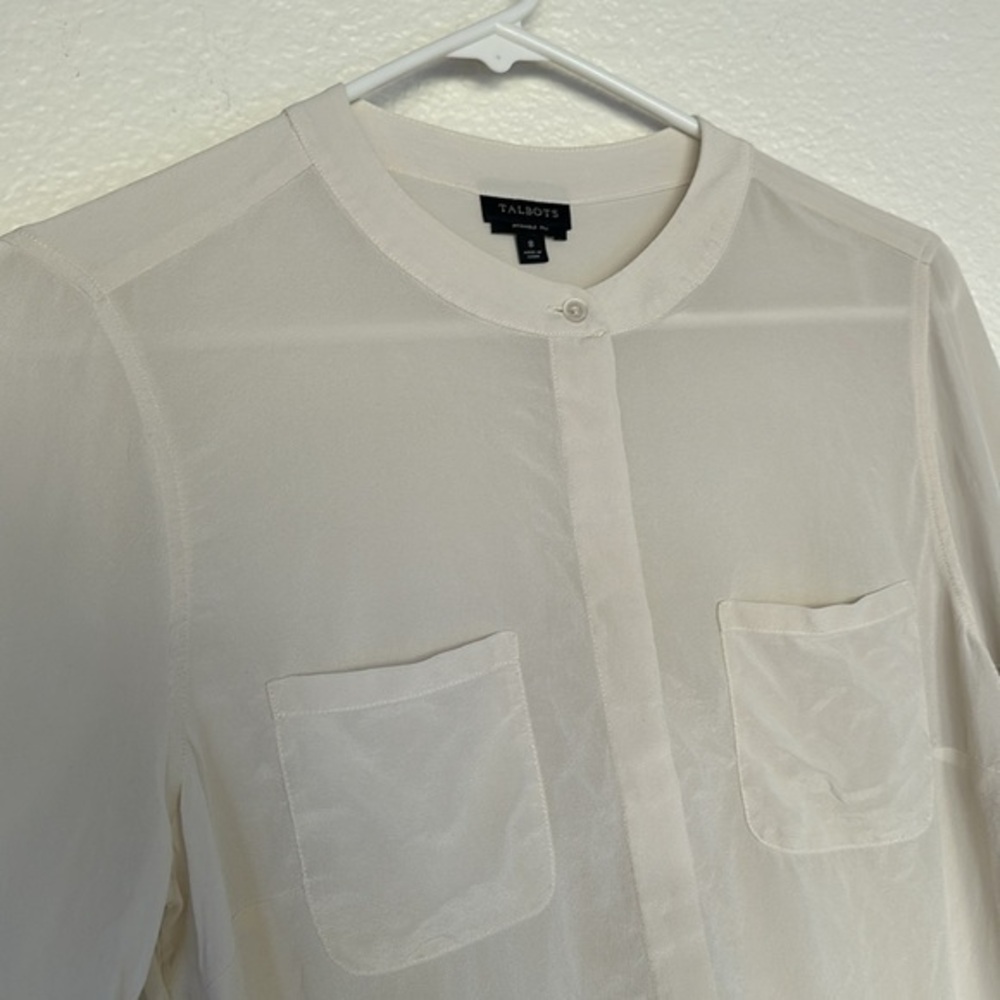 Talbots washable silk ivory color top